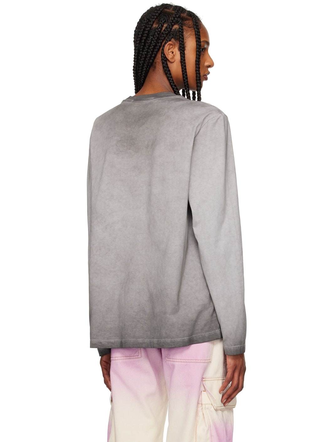 Gray Faded Long Sleeve T-Shirt - 3