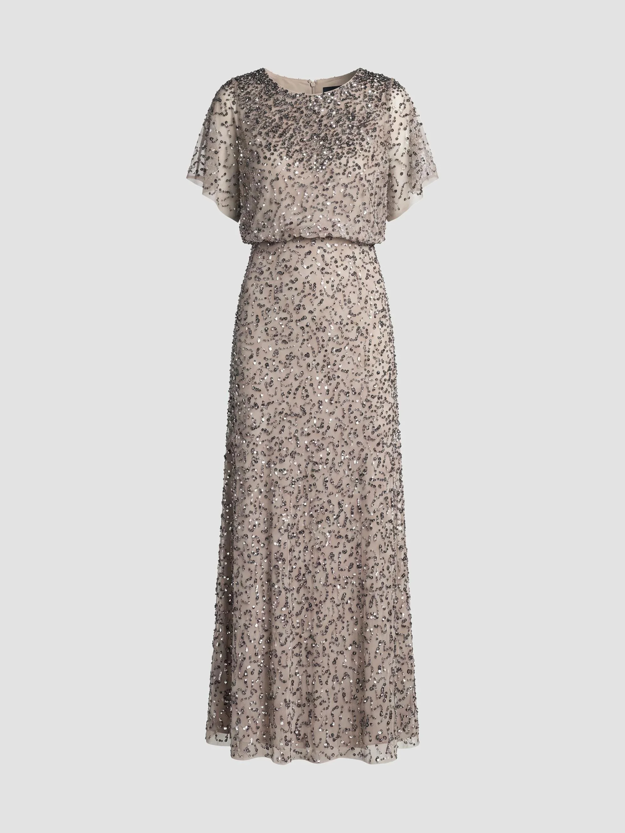 Women's Beaded Sequin Shawl Gown - Lilac - 1
