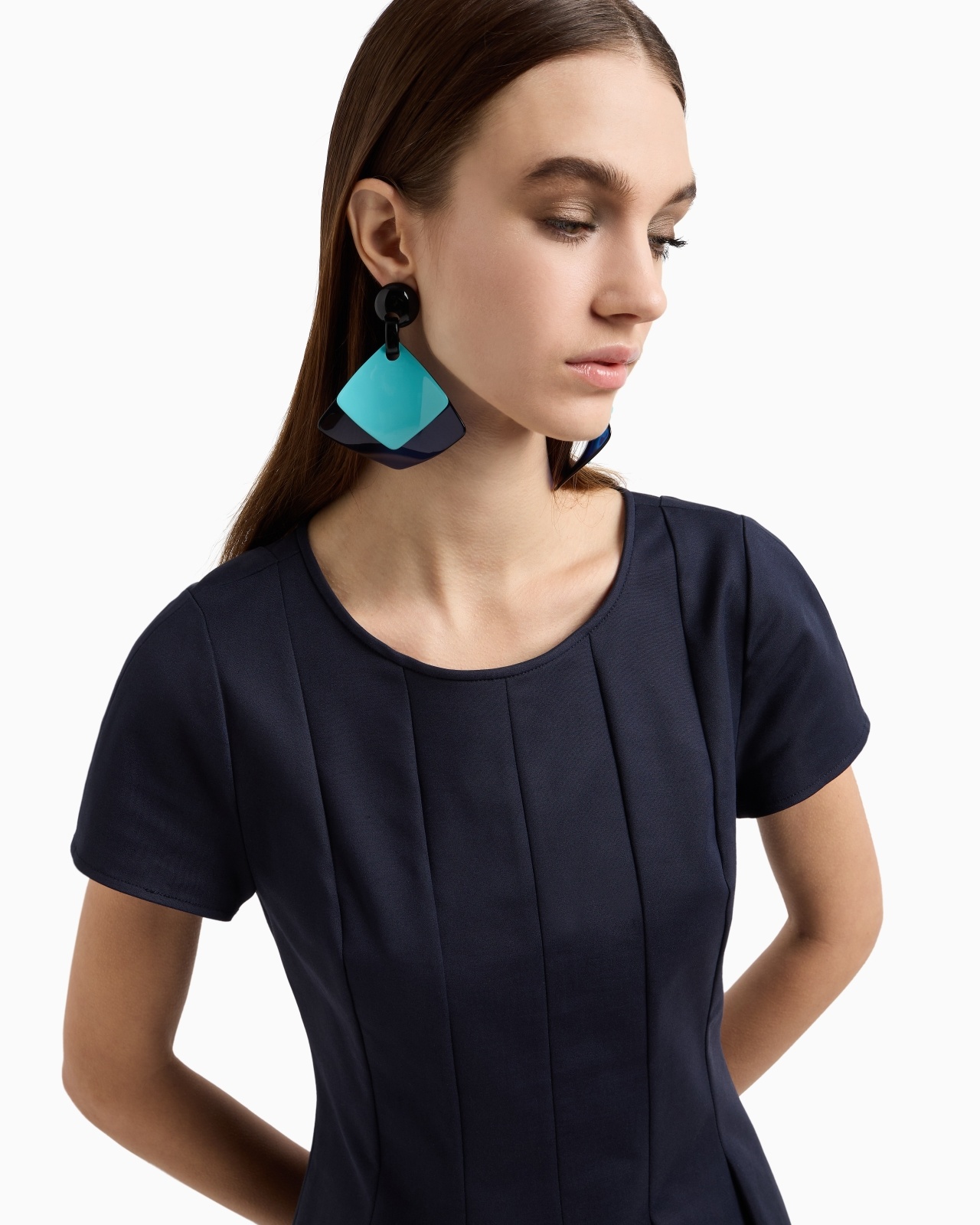 COUTURE COTTON BLEND DRESS WITH PLEATS - 4