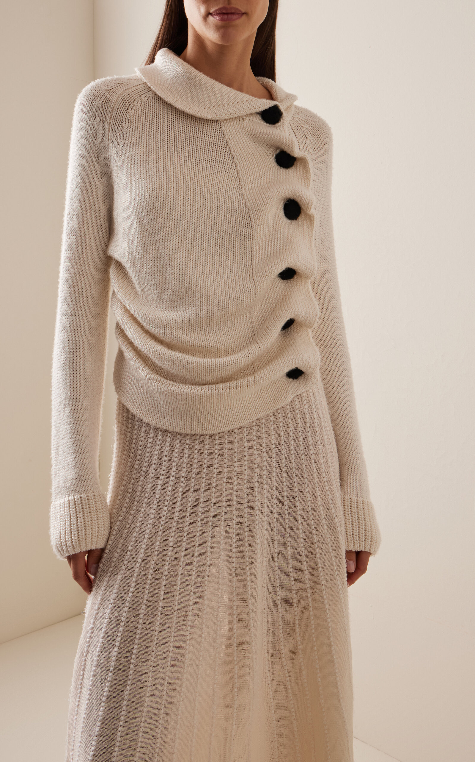Lorrai Knit Silk Cardigan neutral - 2