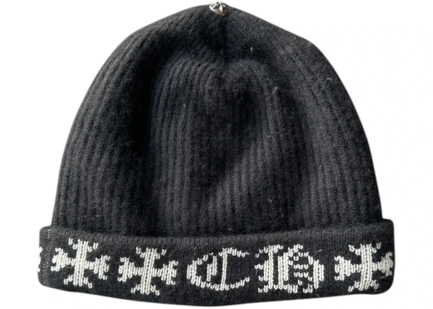 Chrome Hearts Big Daddy Cross Logo Cashmere Beanie Black/White - 1