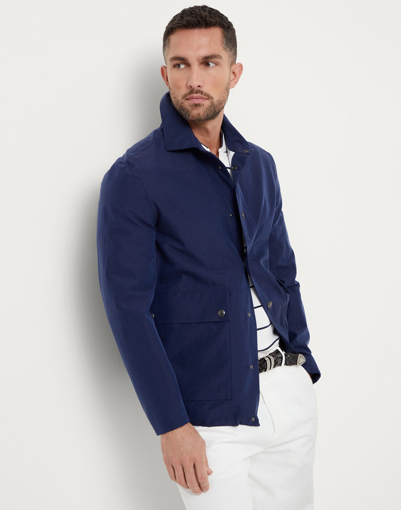 열 보세된 솔기를 가진 리넨과 실크 보세된 panama overshirt 1