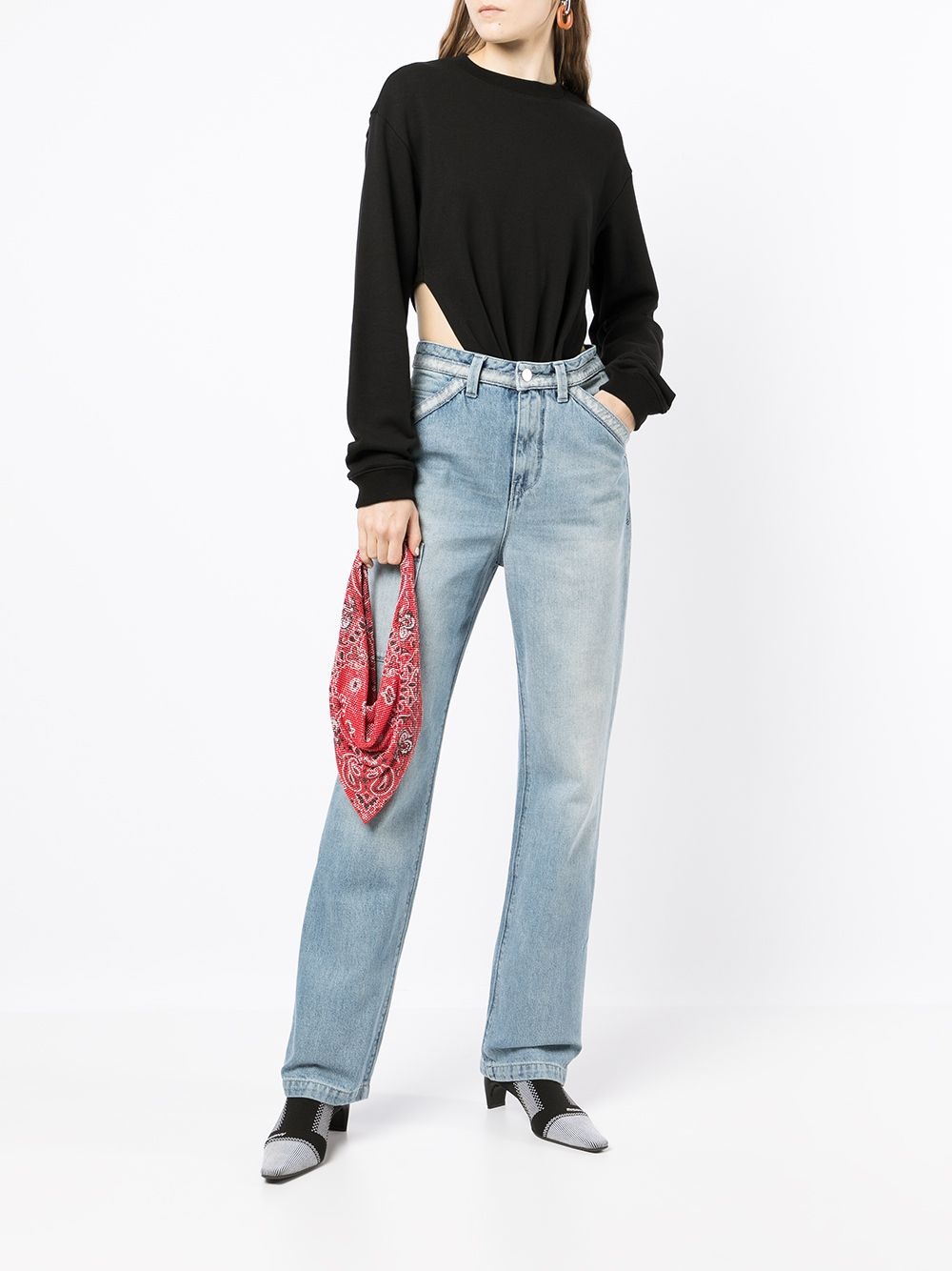multi-pocket straight leg jeans - 2