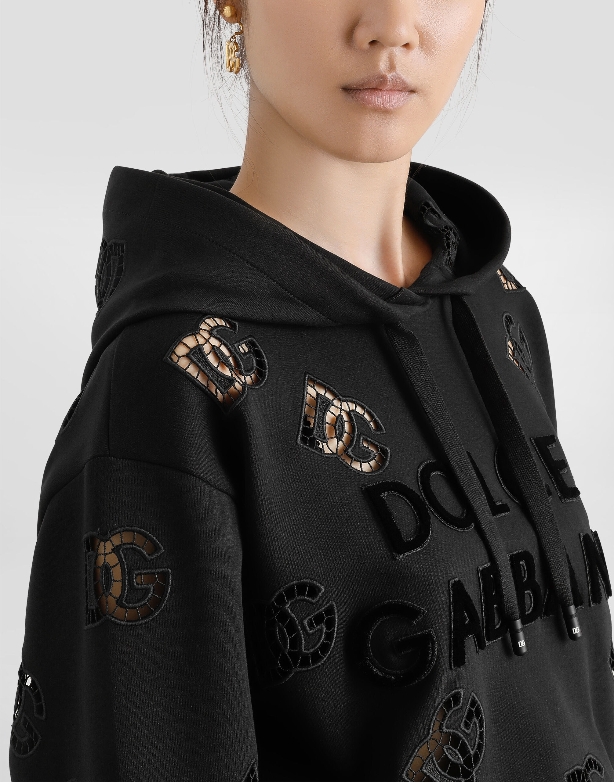 Jersey hoodie with cut-out and DG logo - 5