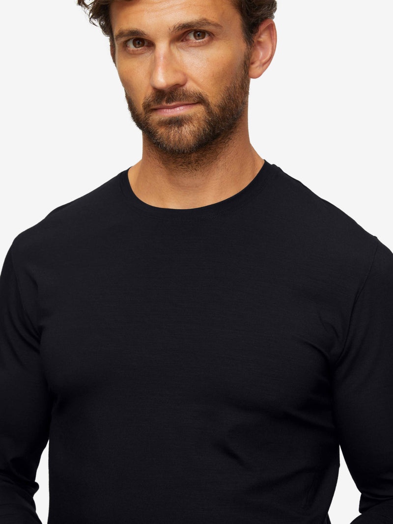 Men's Long Sleeve T-Shirt Basel Micro Modal Stretch Black - 5