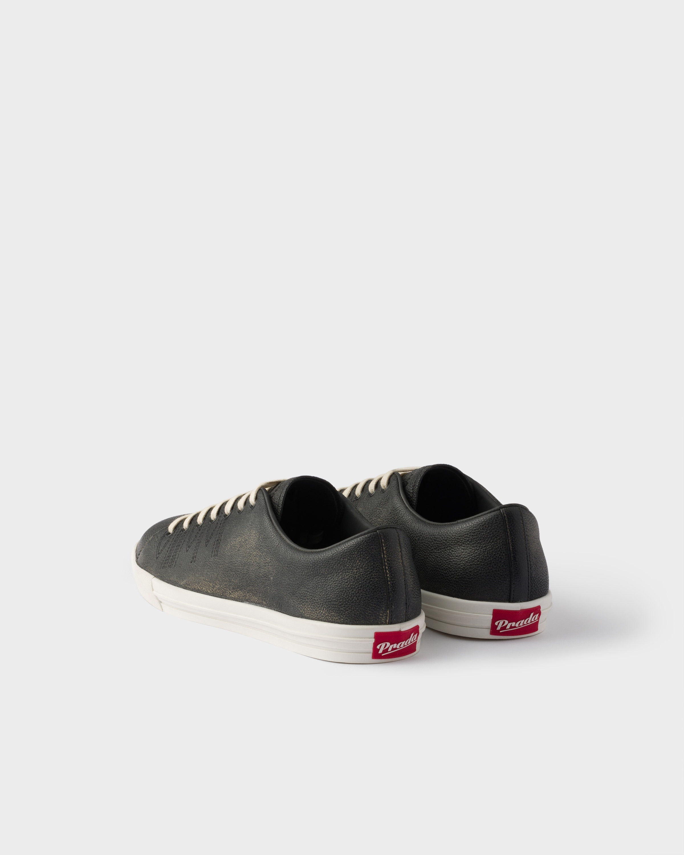Aged-effect leather sneakers - 5