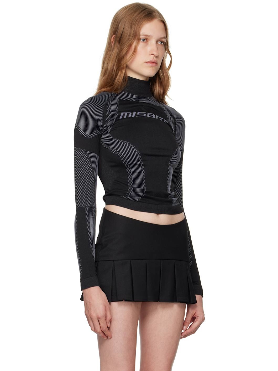 Black Sport Long Sleeve Sport Top - 2