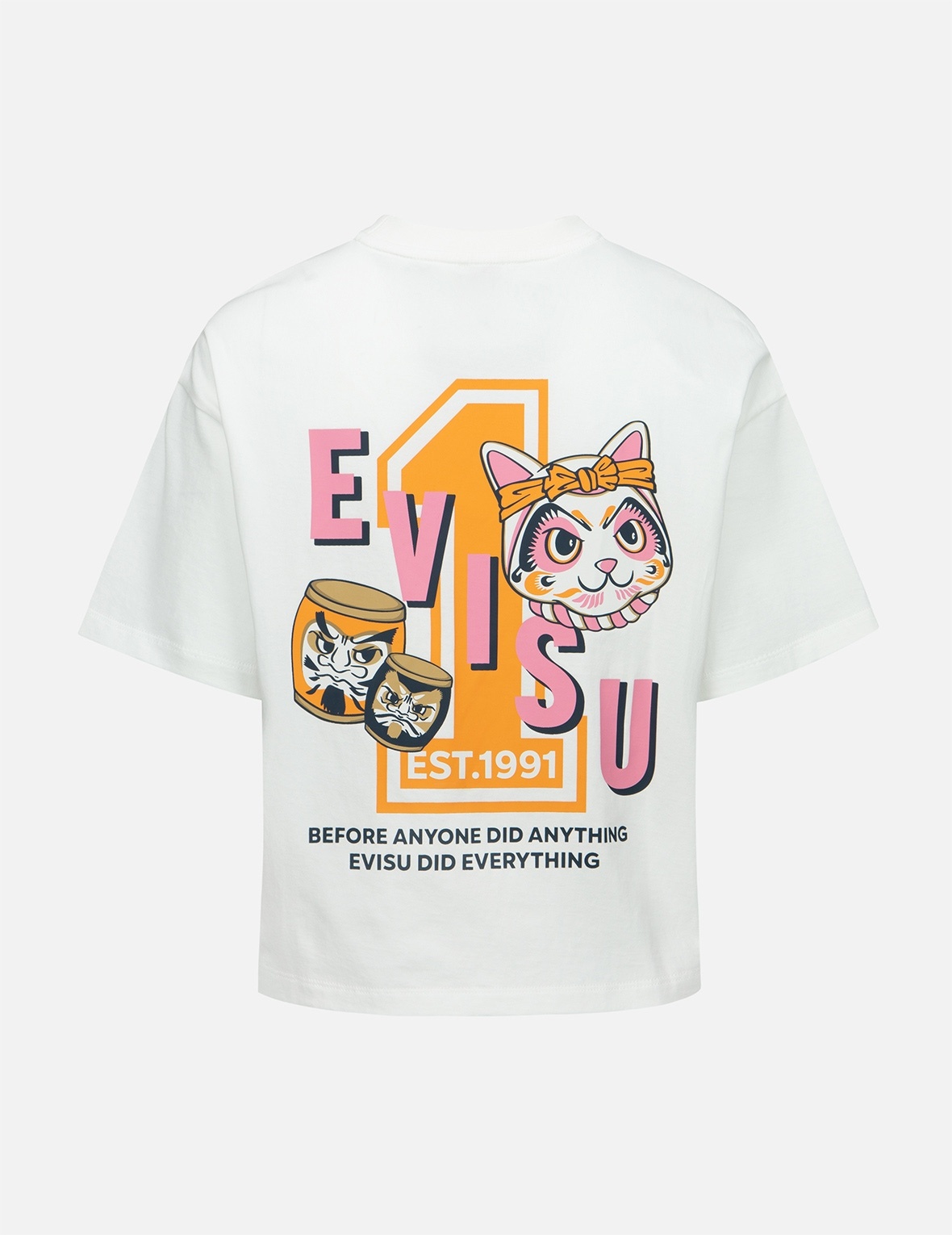 FORTUNE CAT WITH TAIKO DARUMA PRINT T-SHIRT - 2