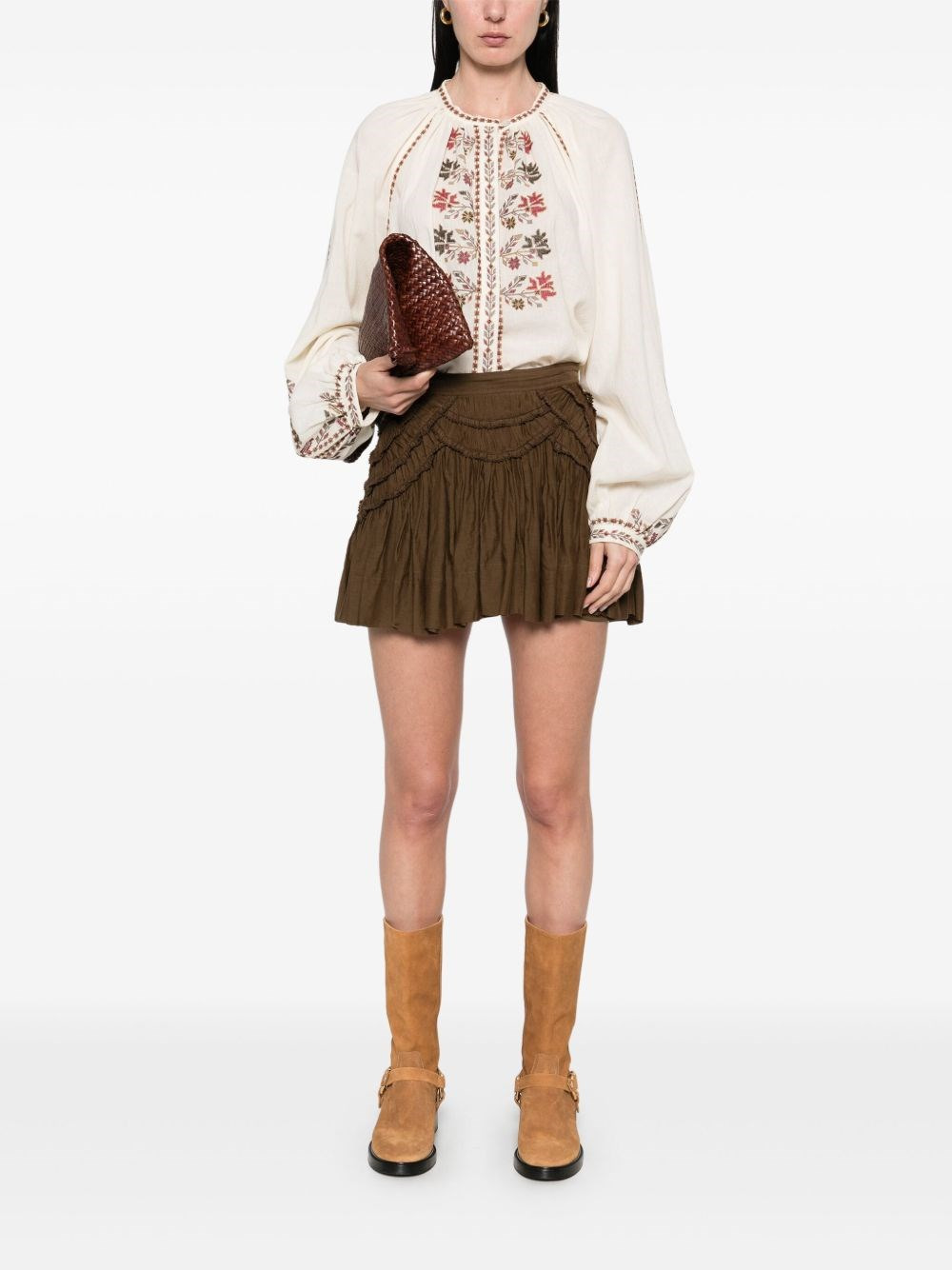 Embroidered cotton gauze blouse - 3