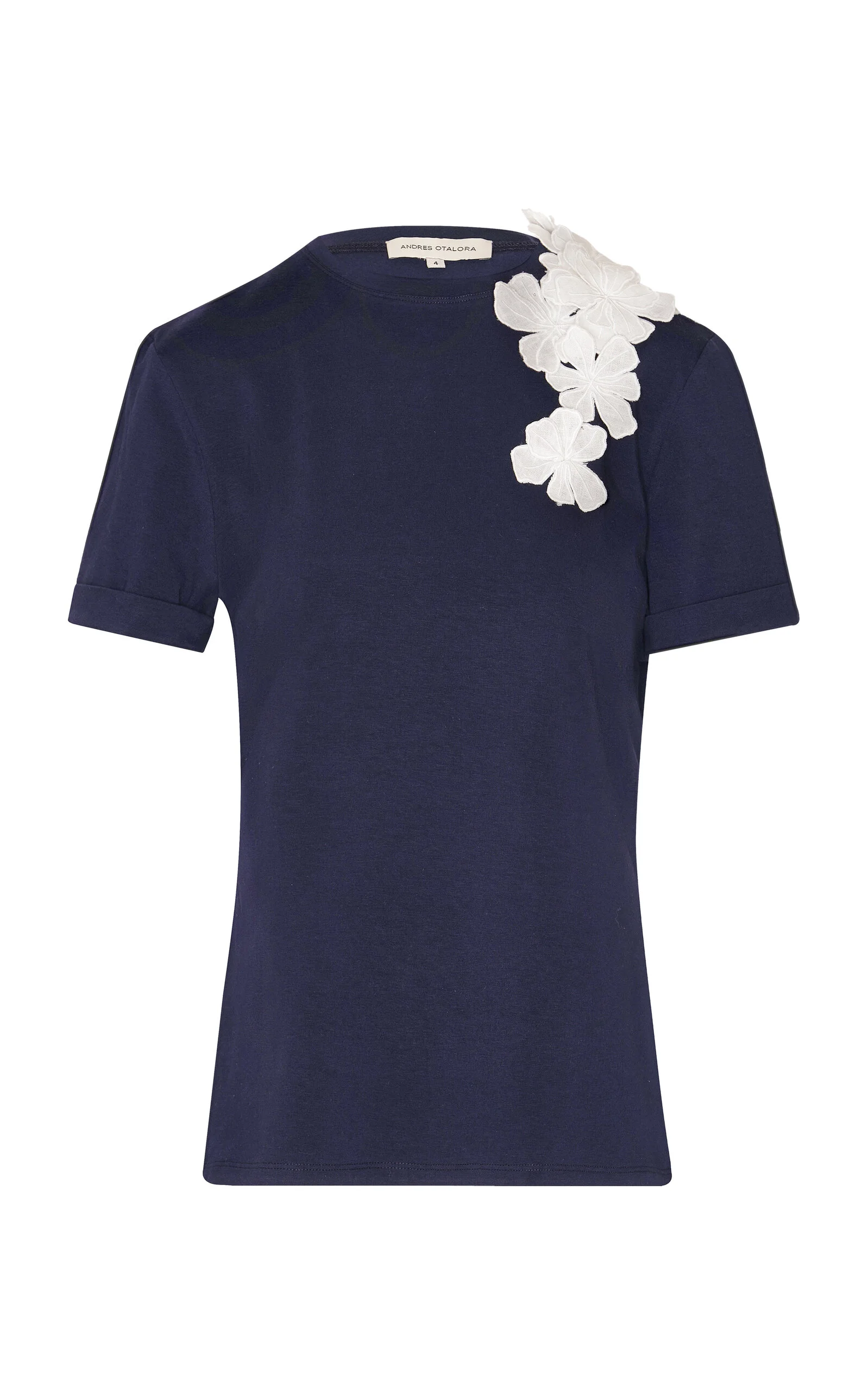 Muchos Cantos Embellished Cotton T-Shirt navy - 1