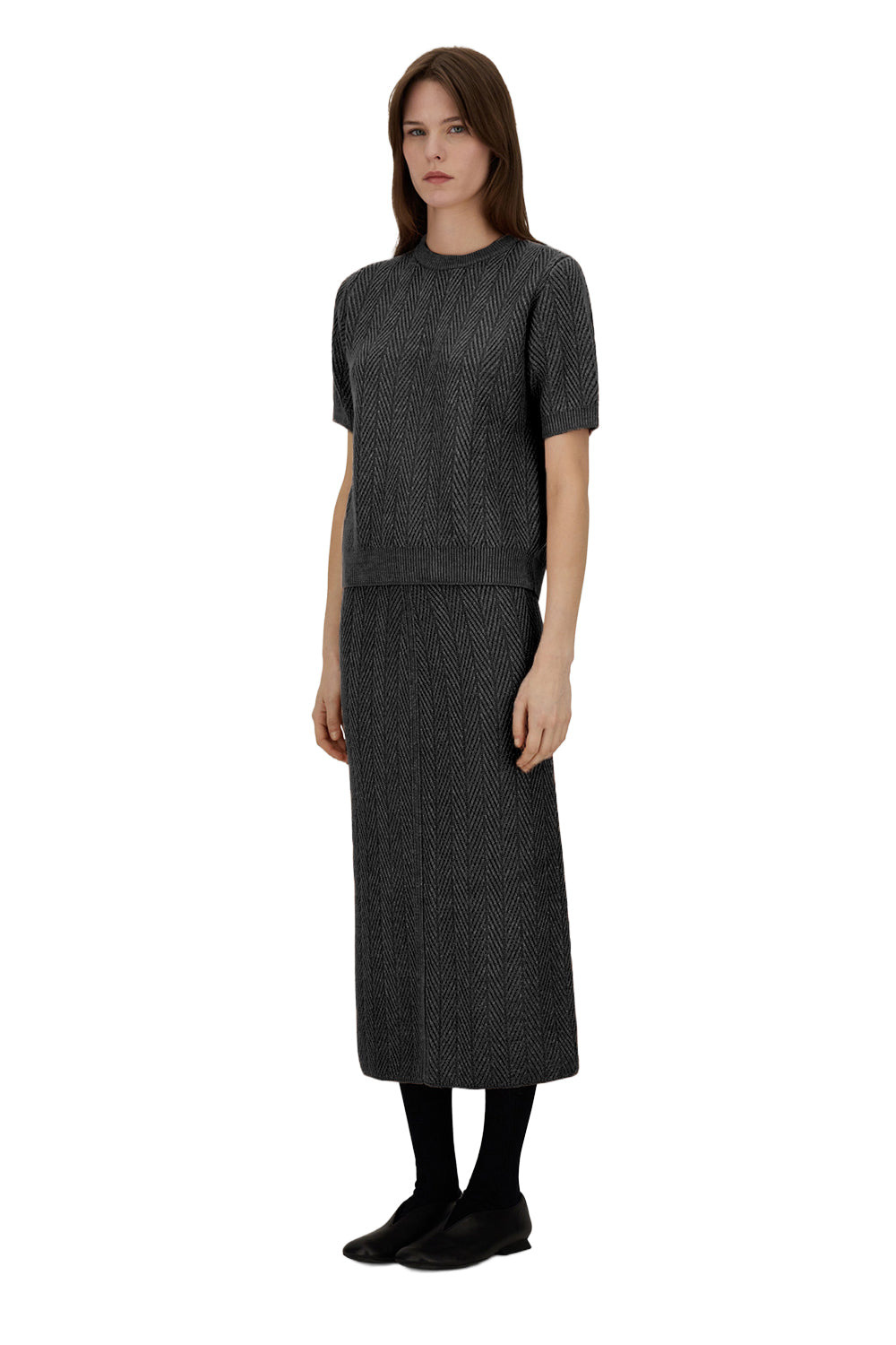 Shiny Herringbone Skirt - 3