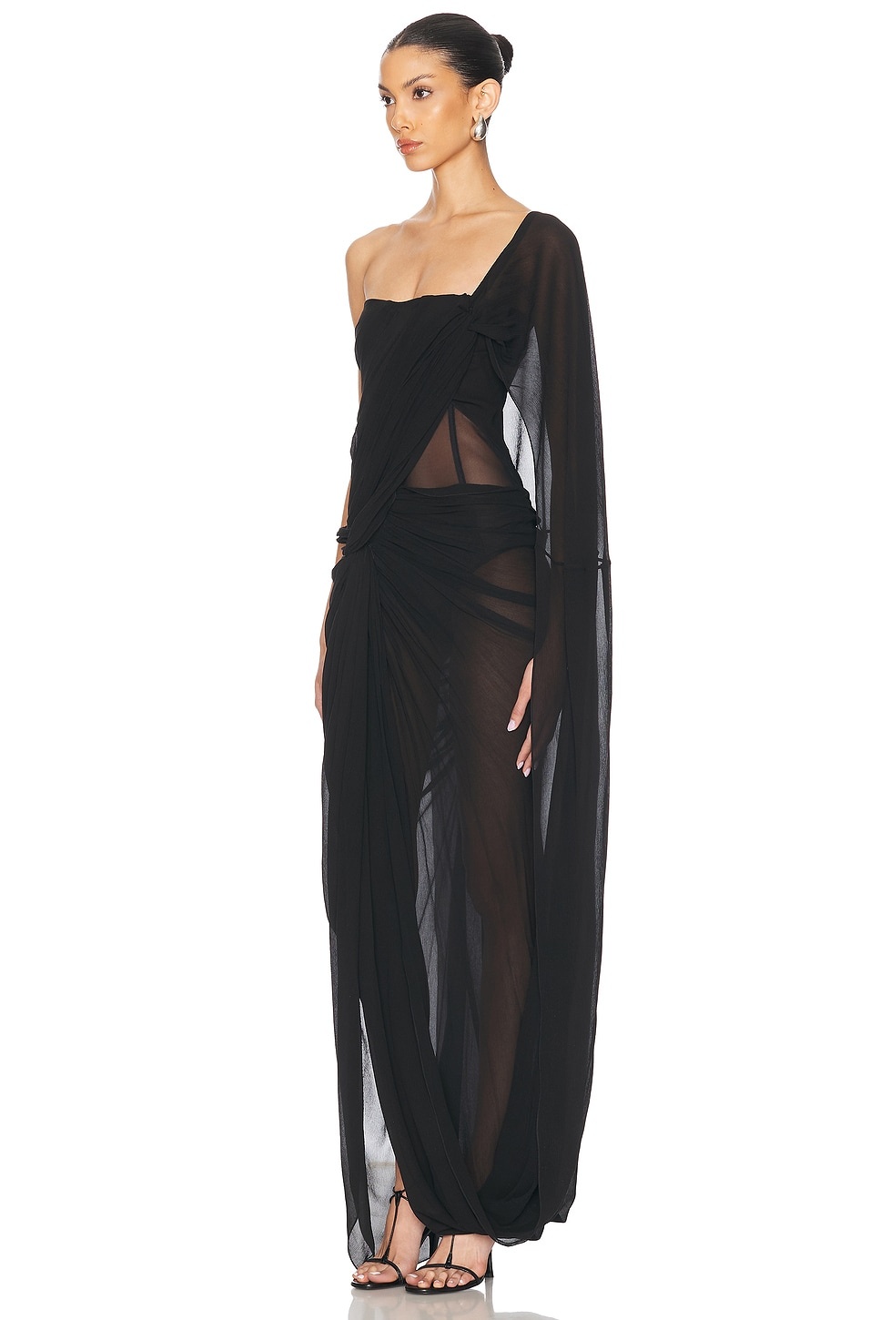 Creponne Asymmetric Drape Maxi Dress - 3