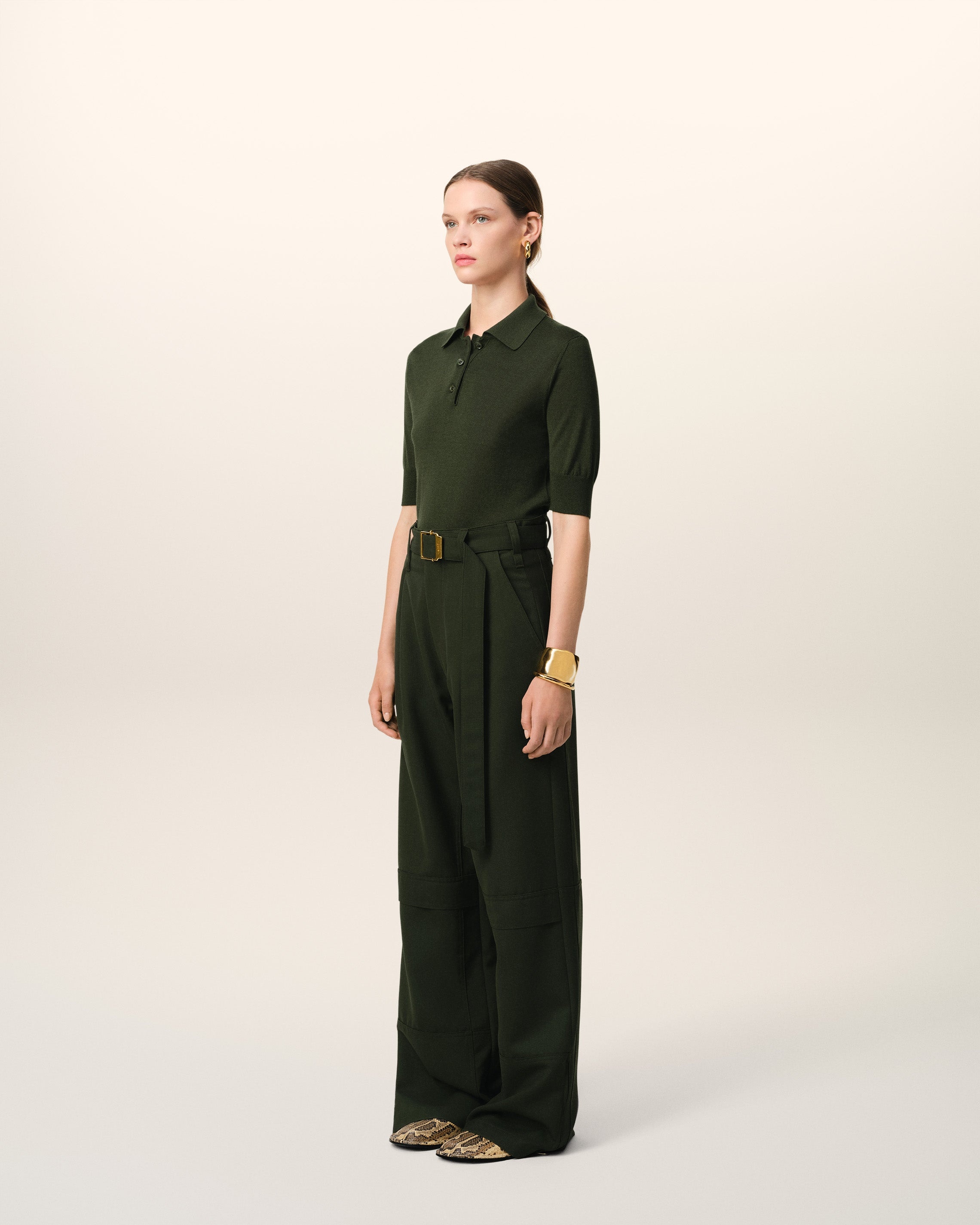GREEN WOOL TONAL AMI DE COEUR POLO - 5