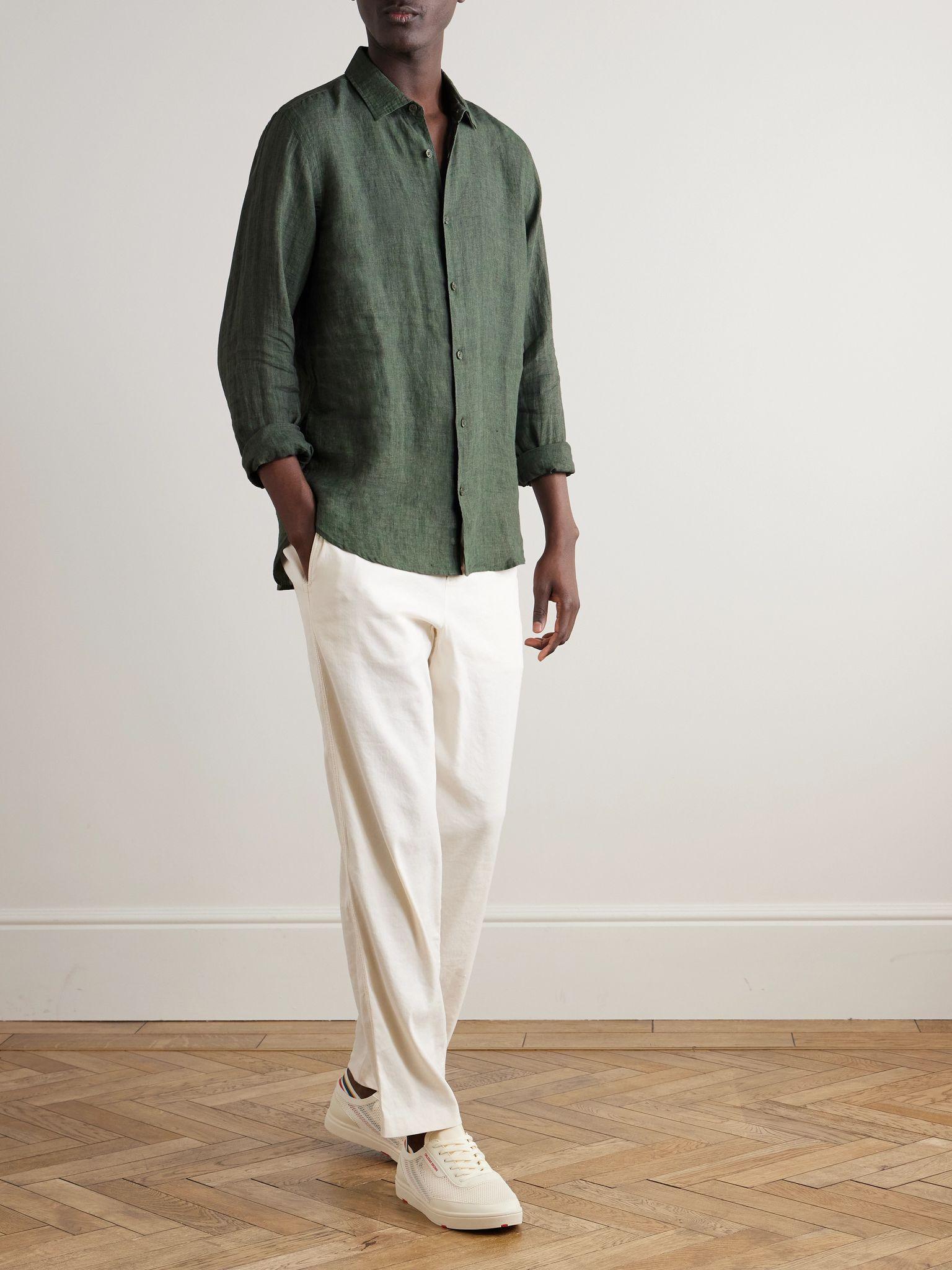 Giles Linen Shirt Green - 2
