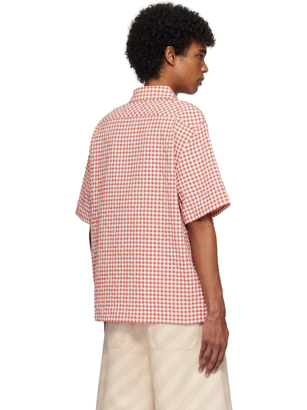 Red & White Gingham Seersucker Shirt - 3