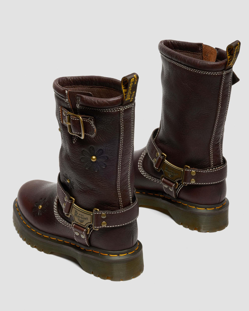 Anistone Hi Flower Grizzly Leather Biker Boots 9