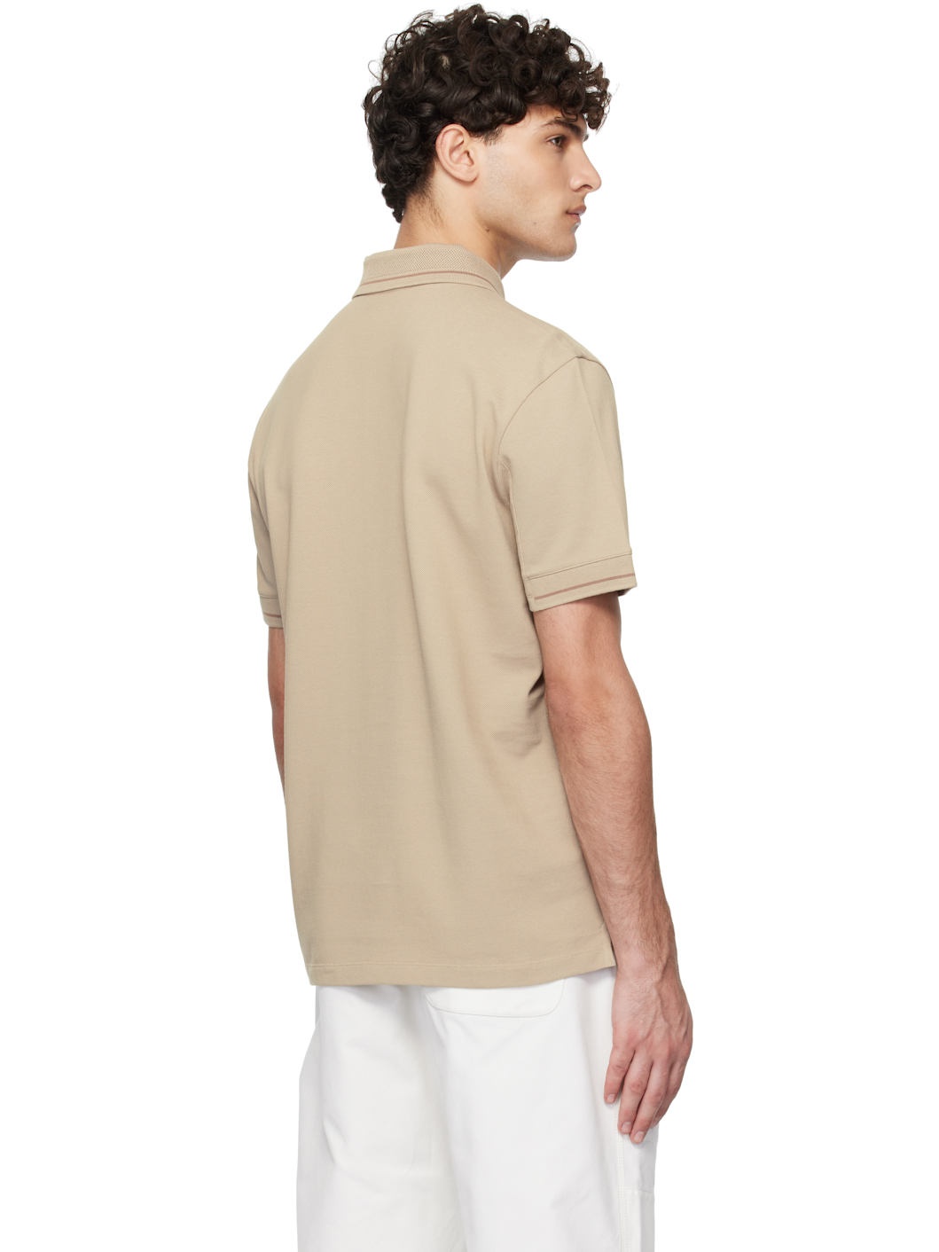 Beige Logo Patch Cotton Polo - 3