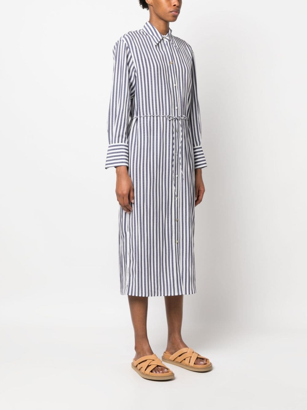 striped belted midi shirt dress - 3