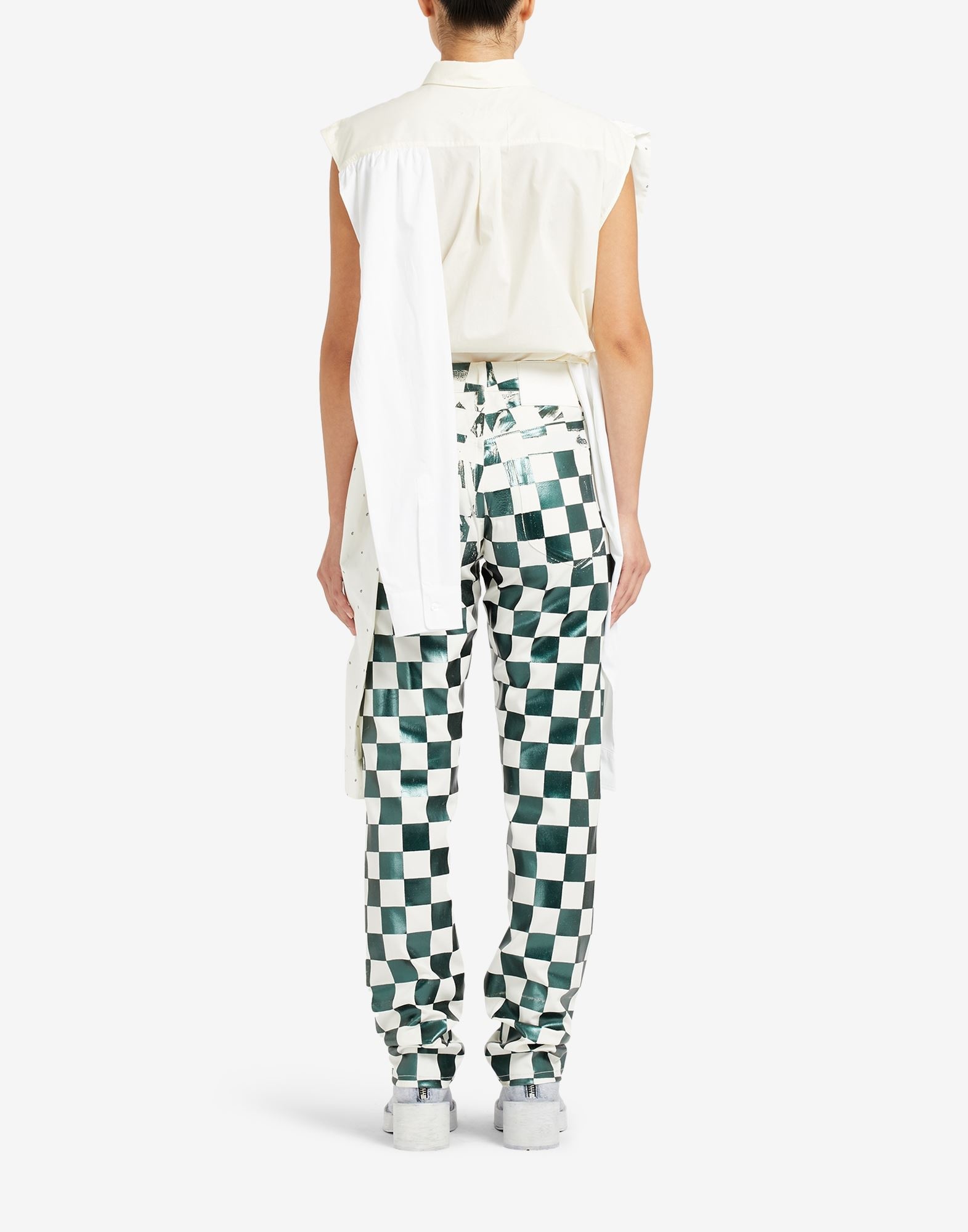 Mylar check print five-pocket pants - 4