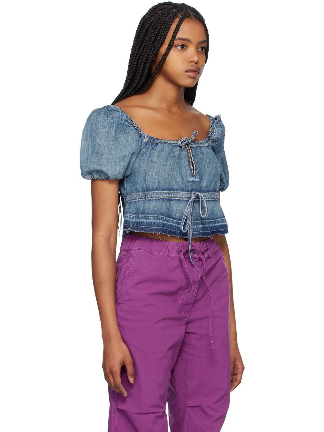 Blue Tint Edge Denim Blouse - 2