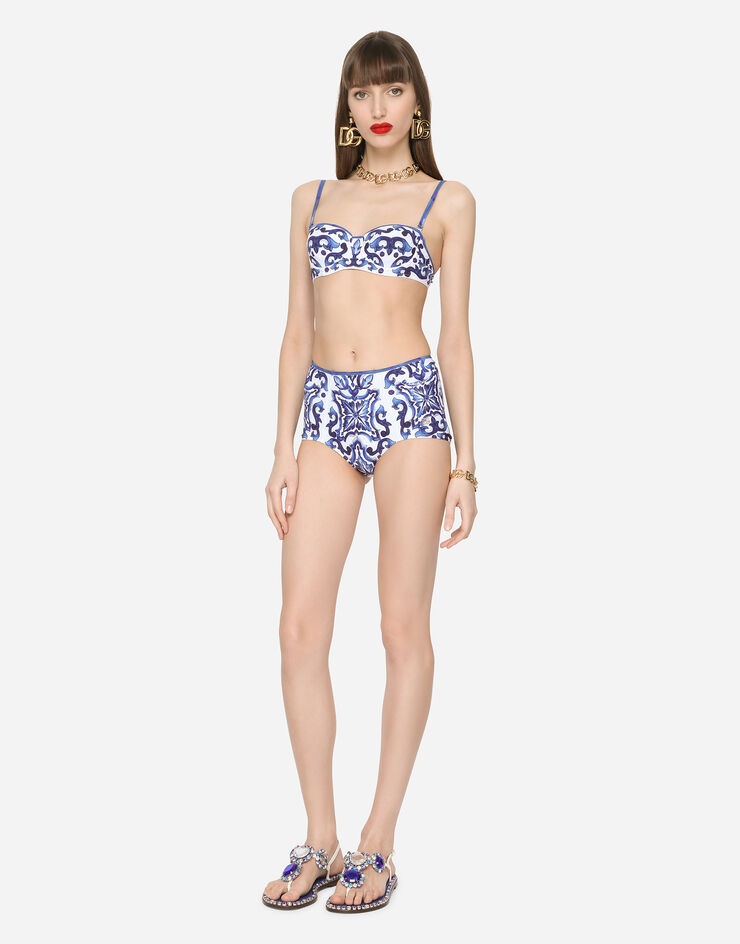Majolica-print balconette bikini - 3
