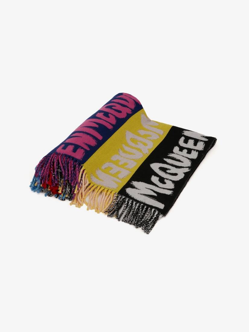 Mcqueen Graffiti Stripe Jacquard Scarf in Multicolour - 3
