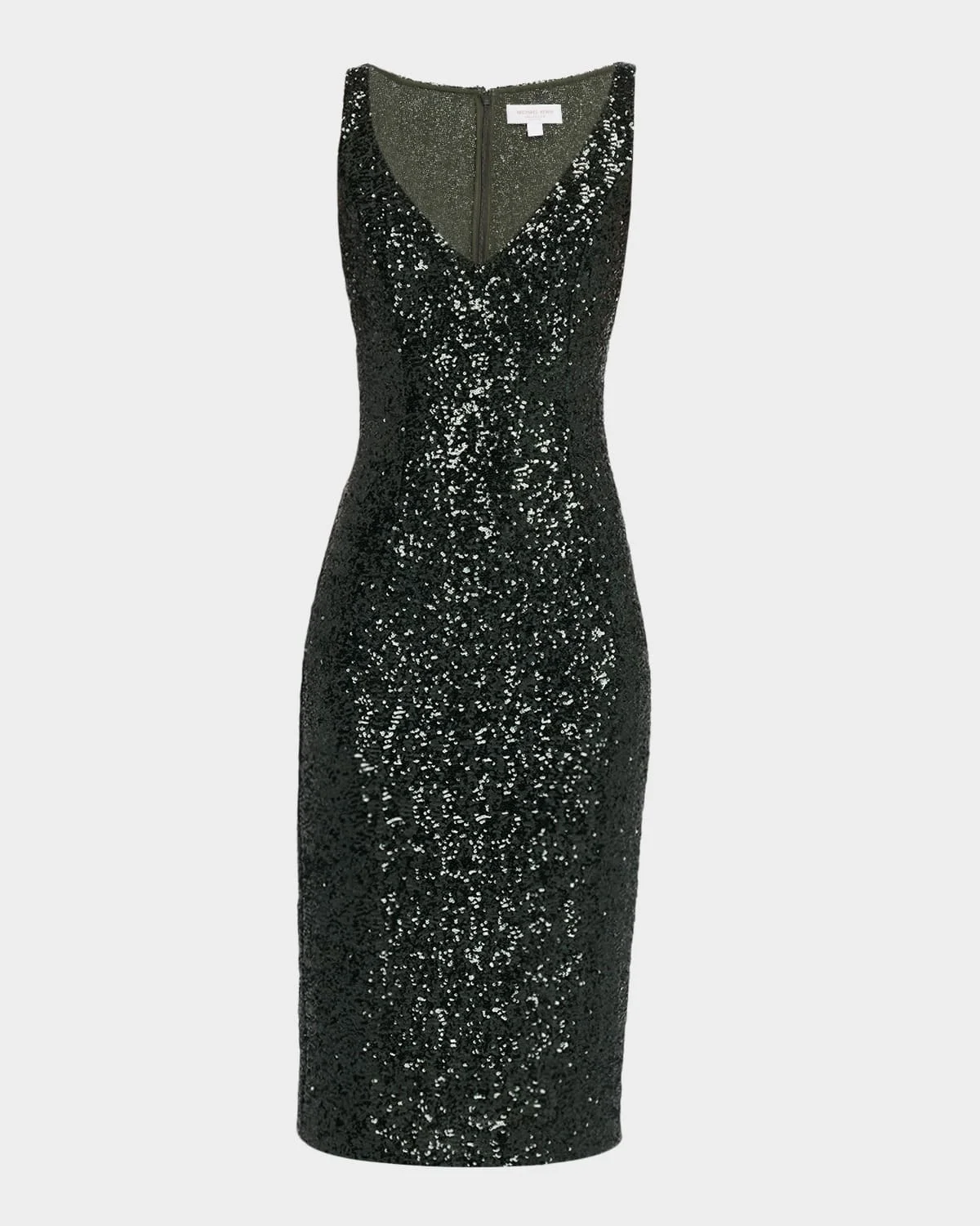 Portrait-Neck Sleeveless Sequined Stretch Dress - 1