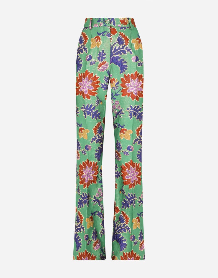 Lurex jacquard flared pants - 1