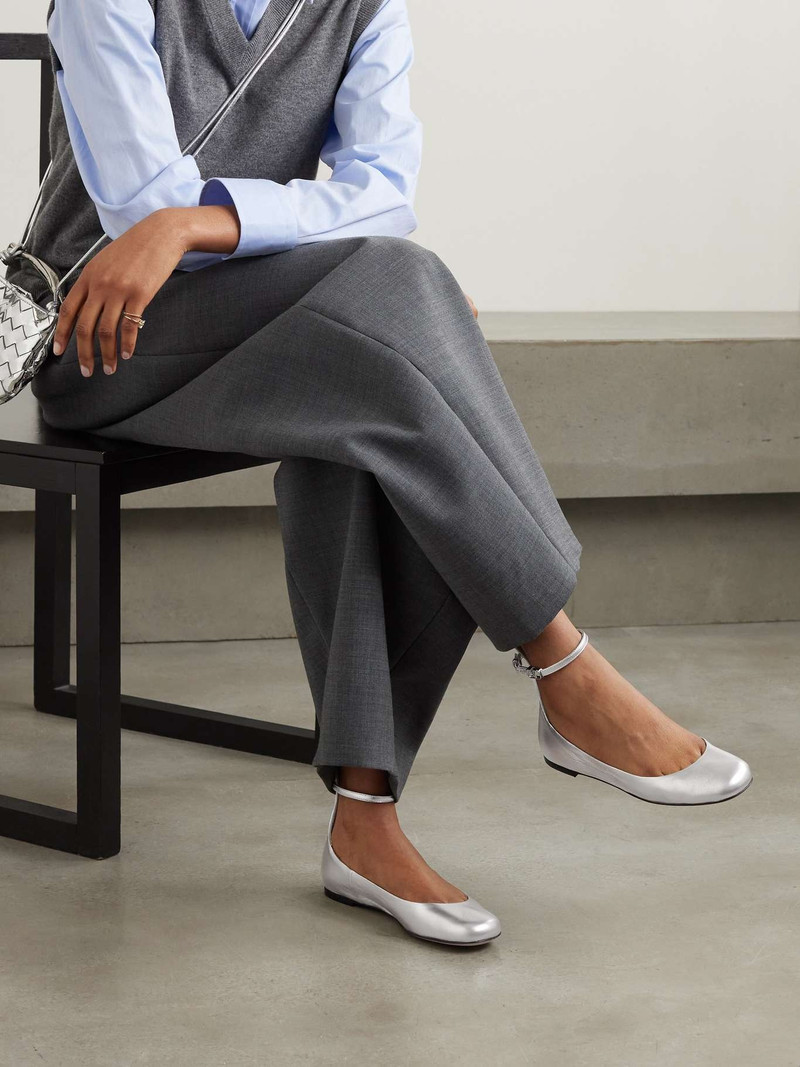 Valentino Tan-Go metallic leather ballet flats outlook