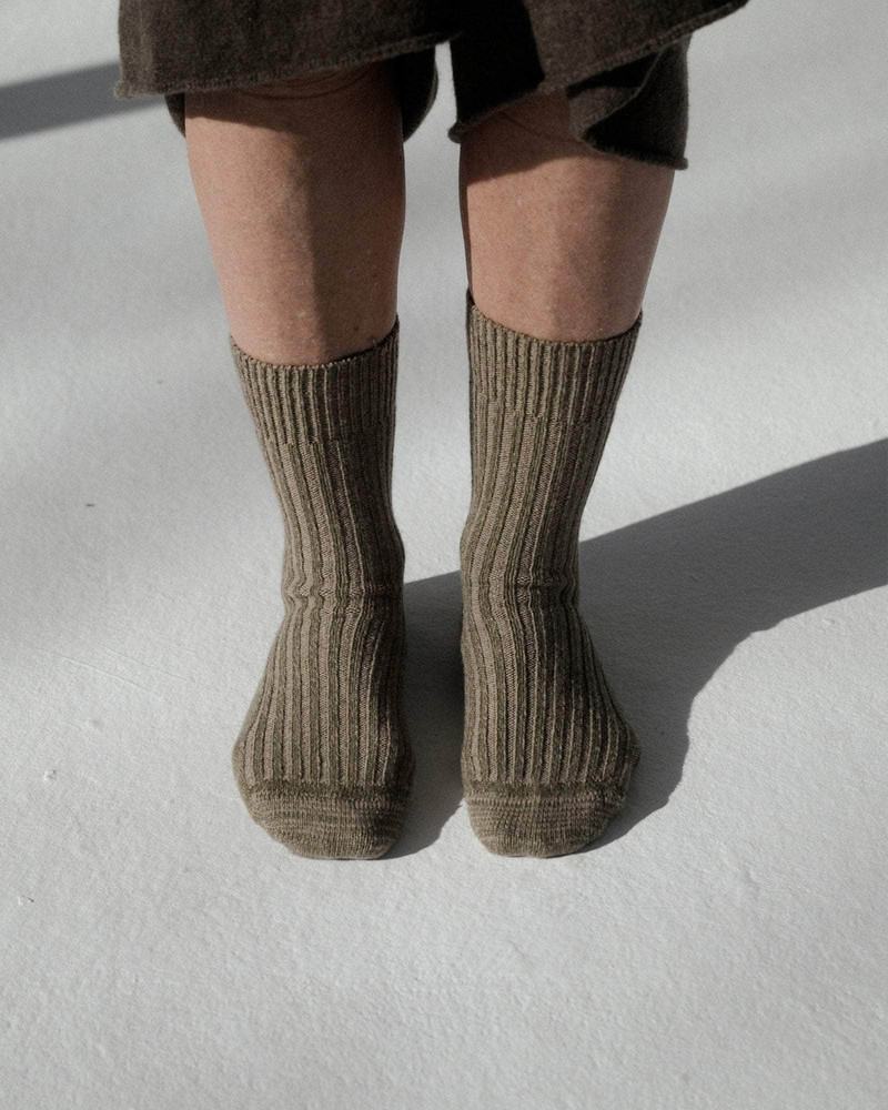 Rib Overankle Socks - Recycled Cashmere Rib 6