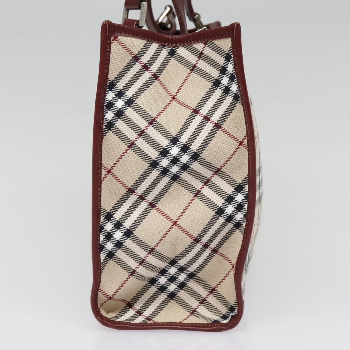 Burberry Nova Check Blue Label Tote Bag Canvas Beige Red Brown Silver - 5