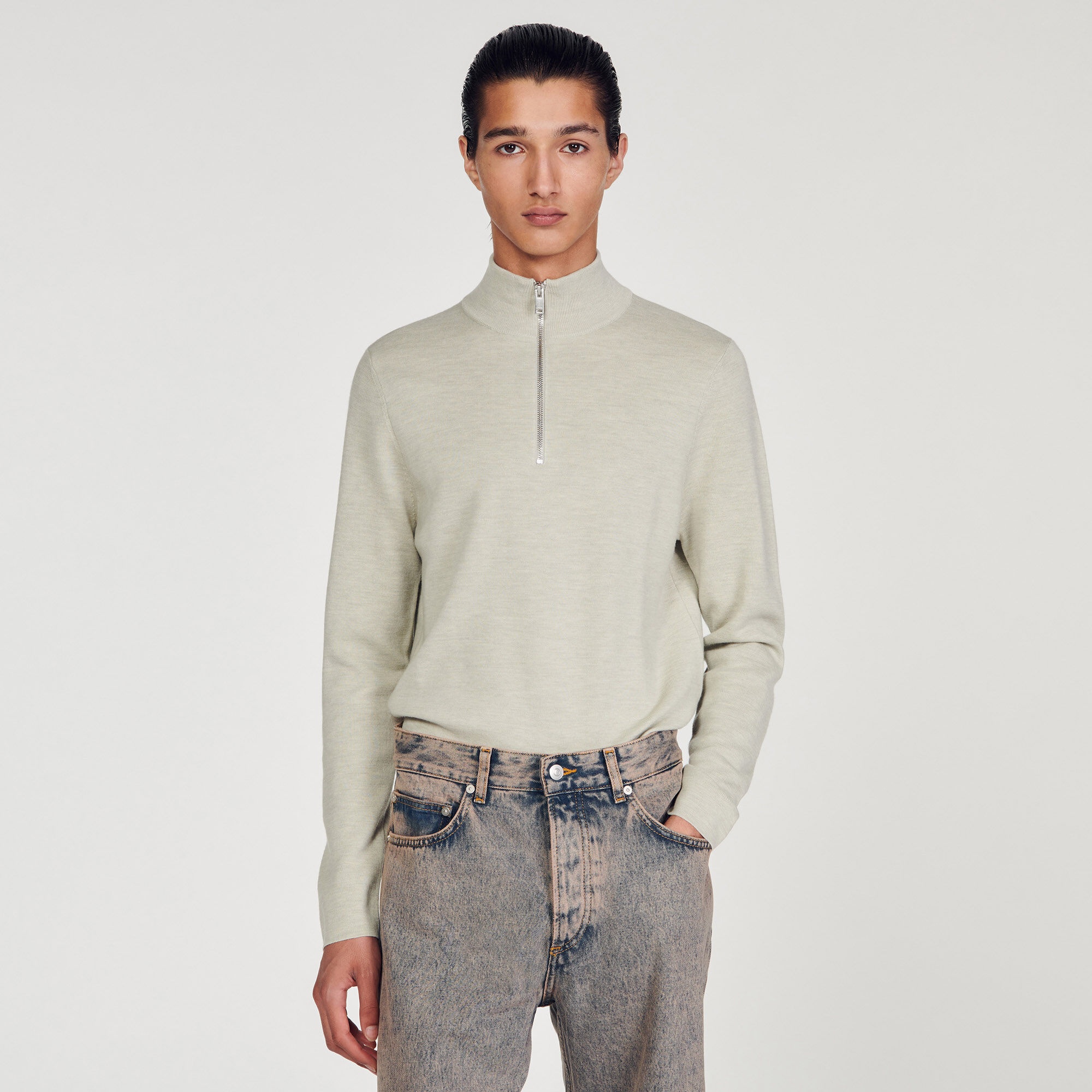 WOOL SWEATER WITH ZIPPED COLLAR - 5