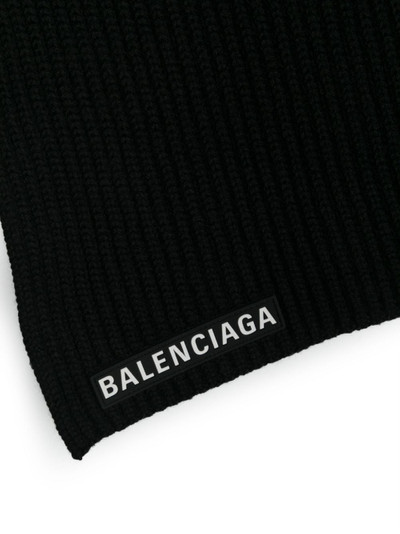 BALENCIAGA logo-patch wool scarf outlook
