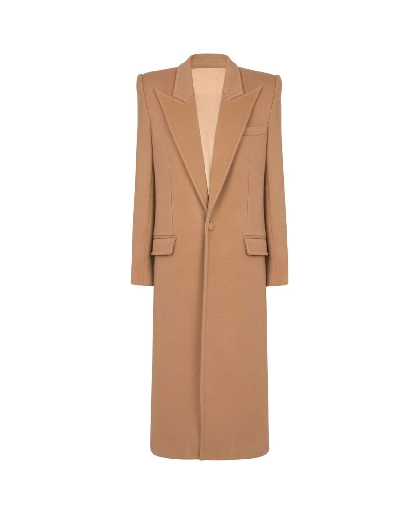 Shoulder Pad Wool And Cashmere Coat - 1