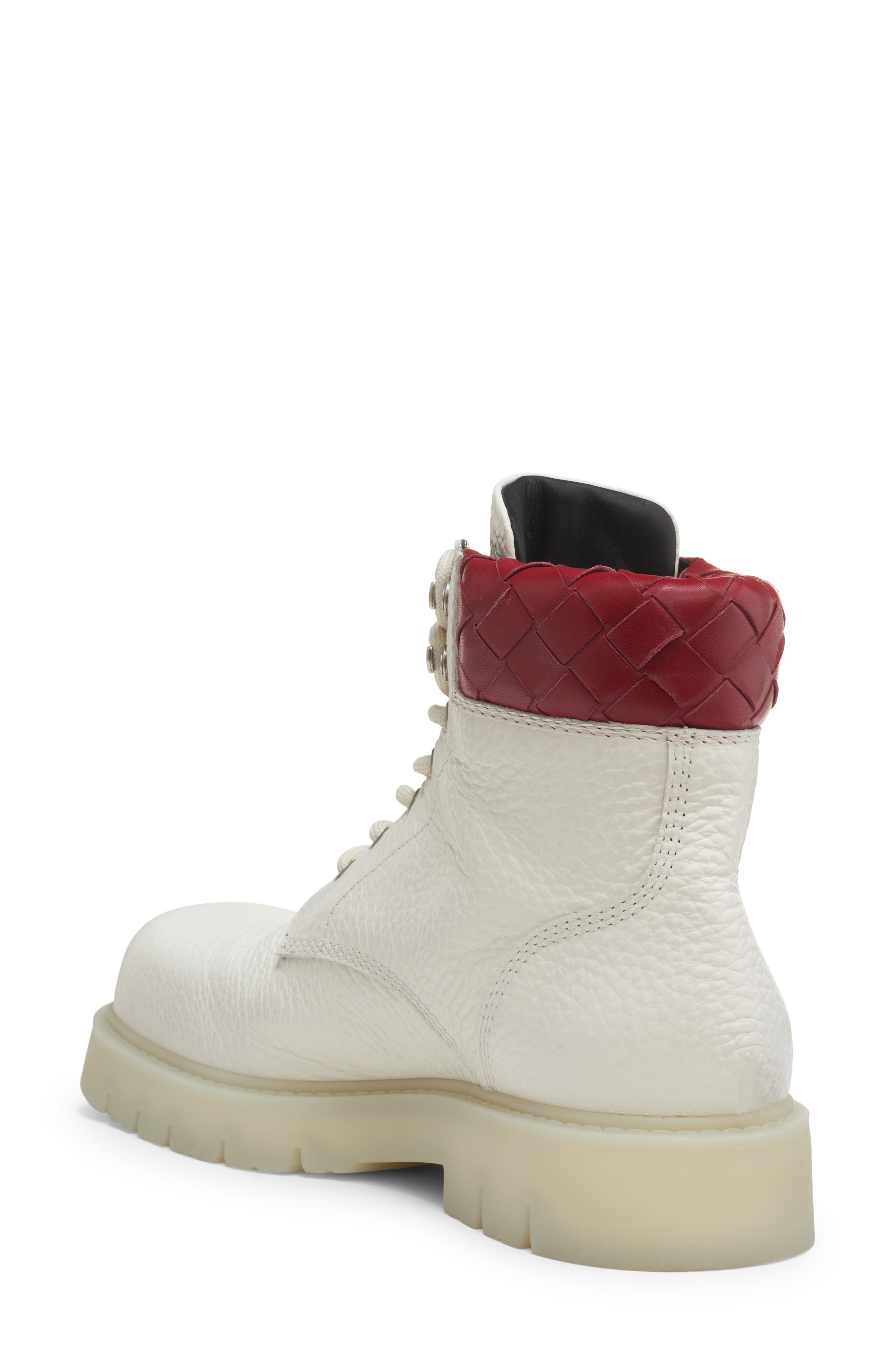 Bottega Veneta Haddock Lug Sole Lace-Up Boot in 8059 White/Deep Red at Nordstrom - 2
