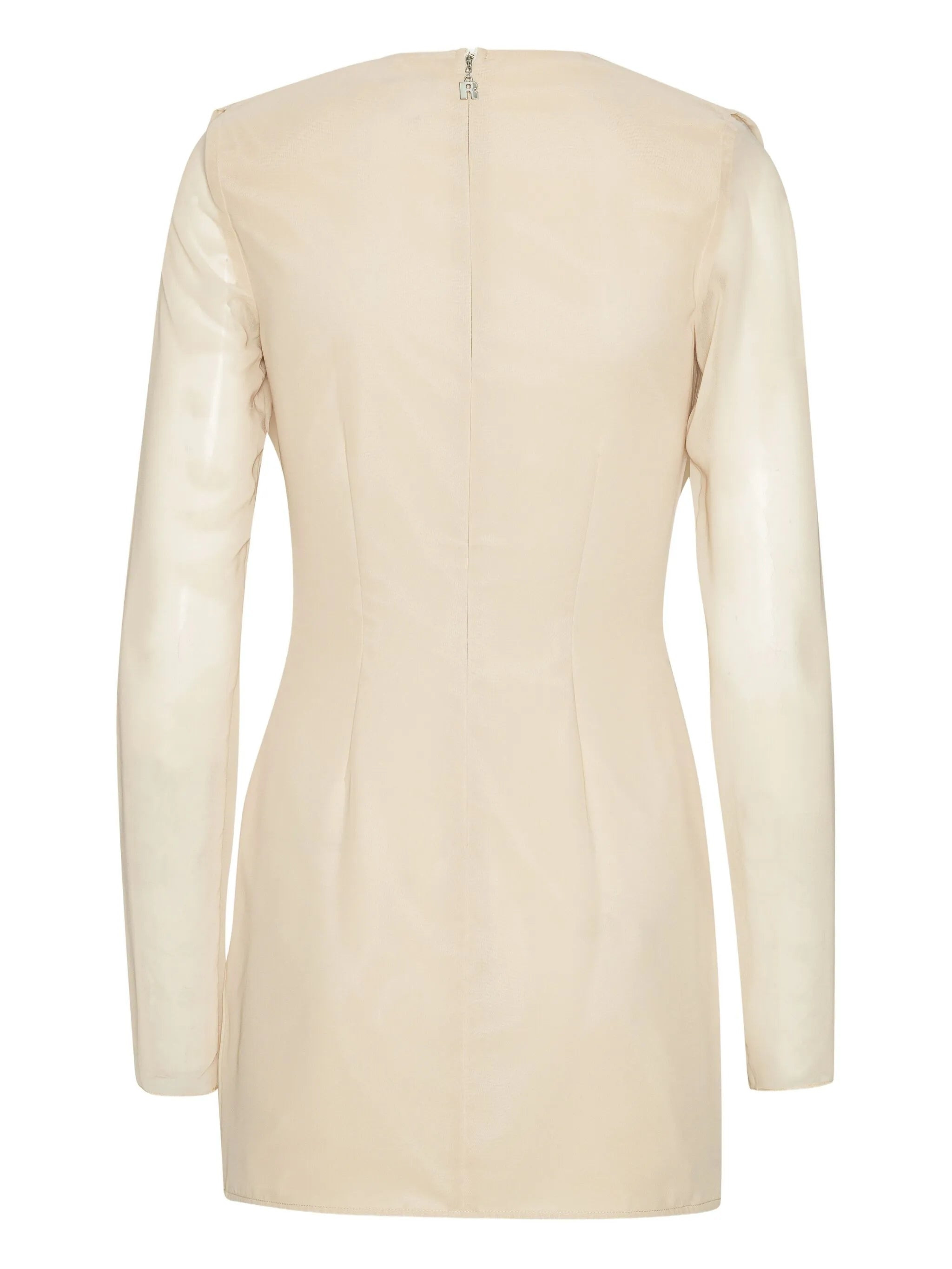 cowl-neck long-sleeve mini dress - 2