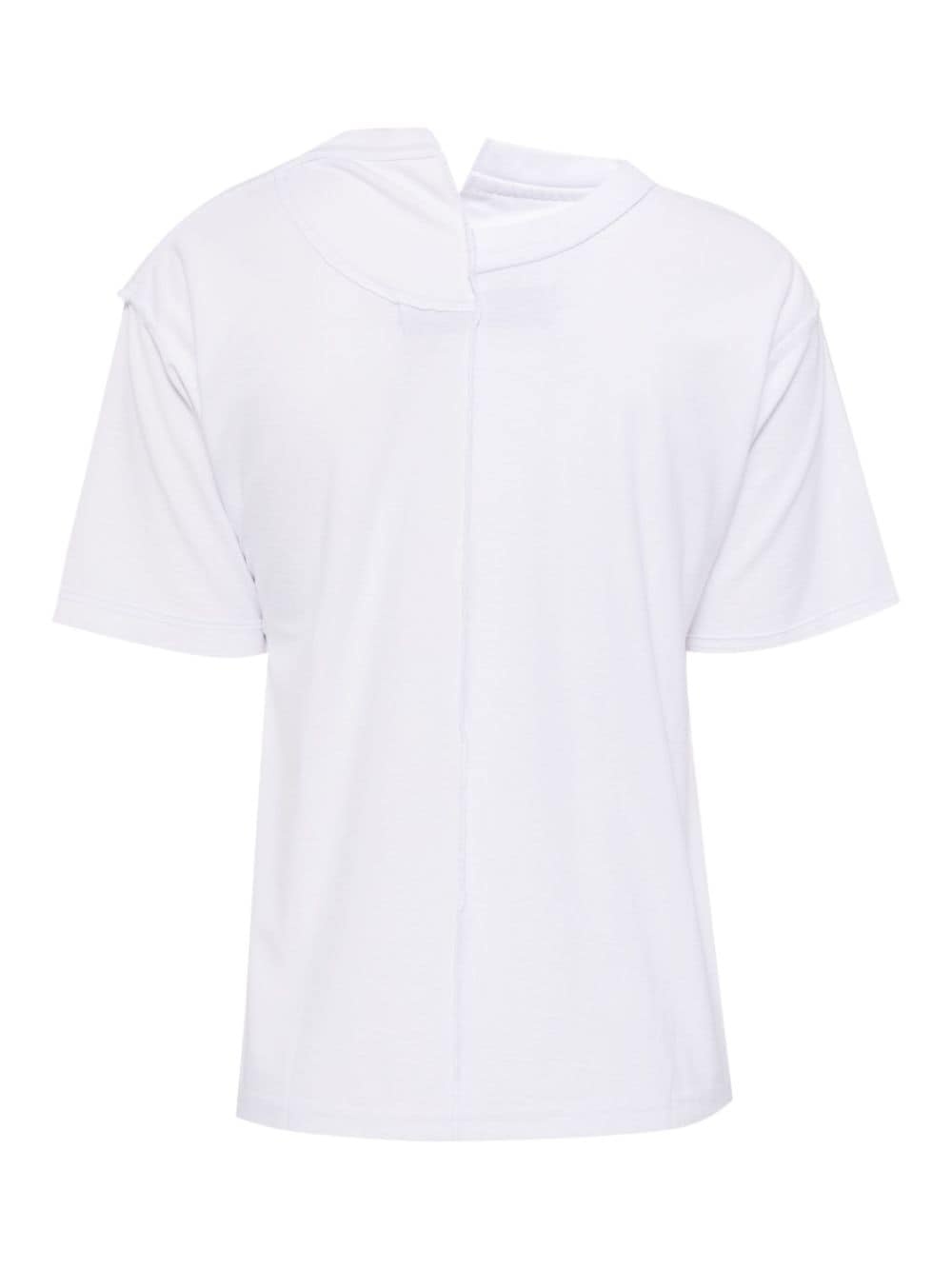split-neck asymmetric T-shirt - 1