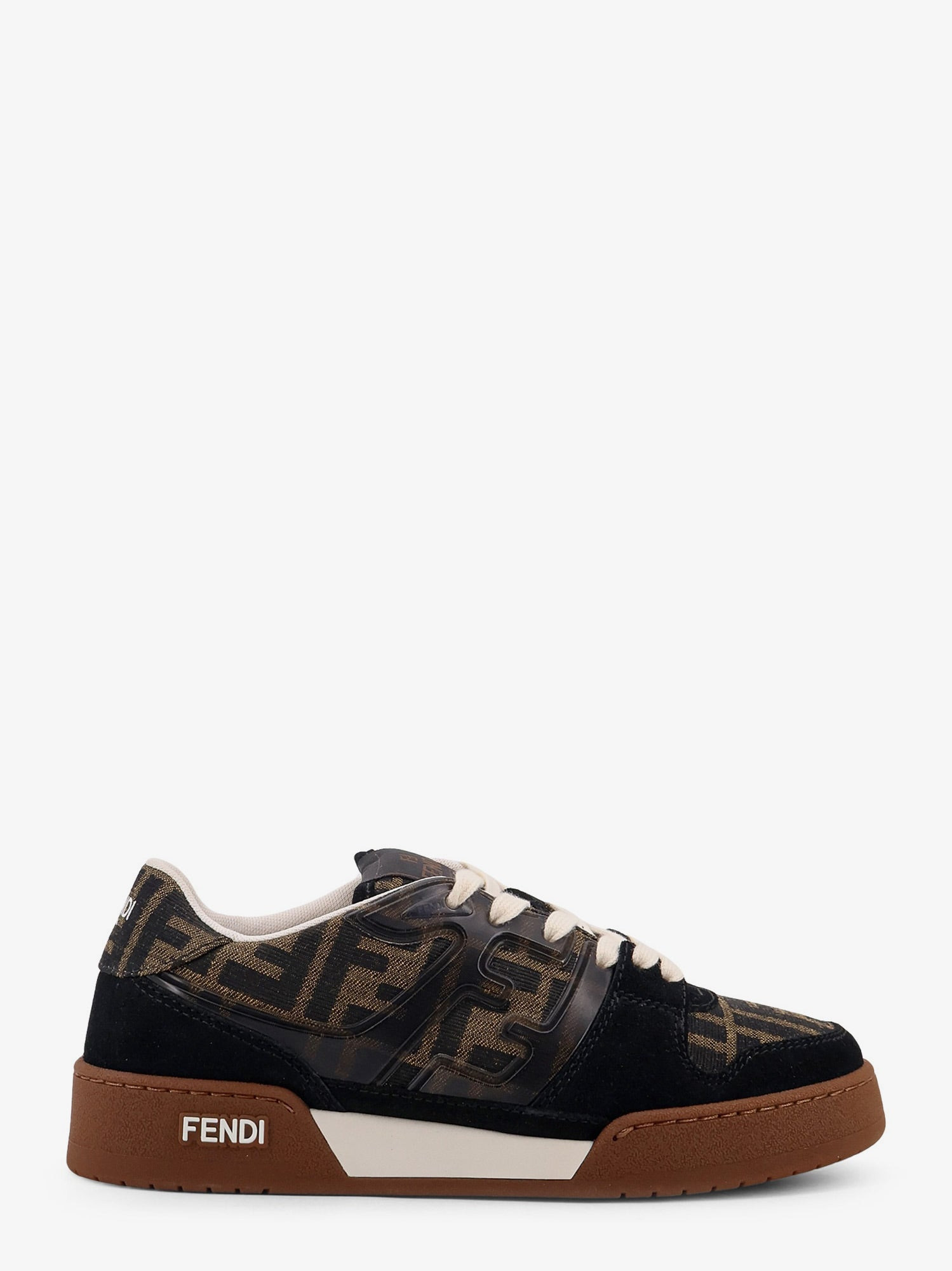 Fendi Match Suede Sneakers With Jacquard Ff Fabric Inserts - 1