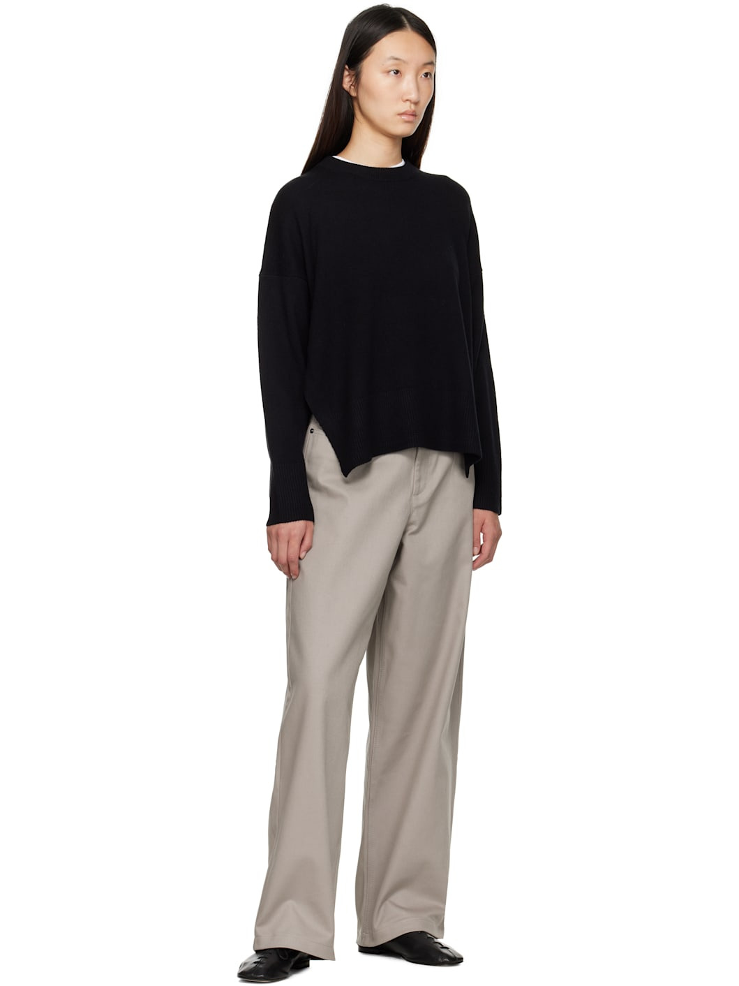 Gray 5 Pocket Wide Leg Trousers - 4