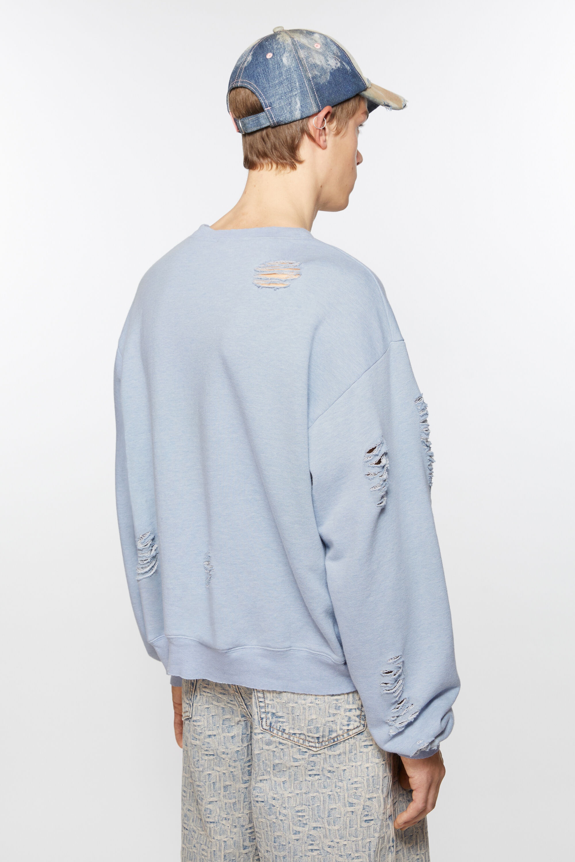 Sweater logo print distressed - Blue melange - 3