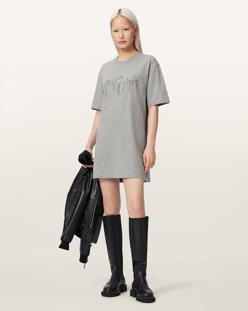 CHAINS EMBELLISHED T-SHIRT MINI DRESS 5