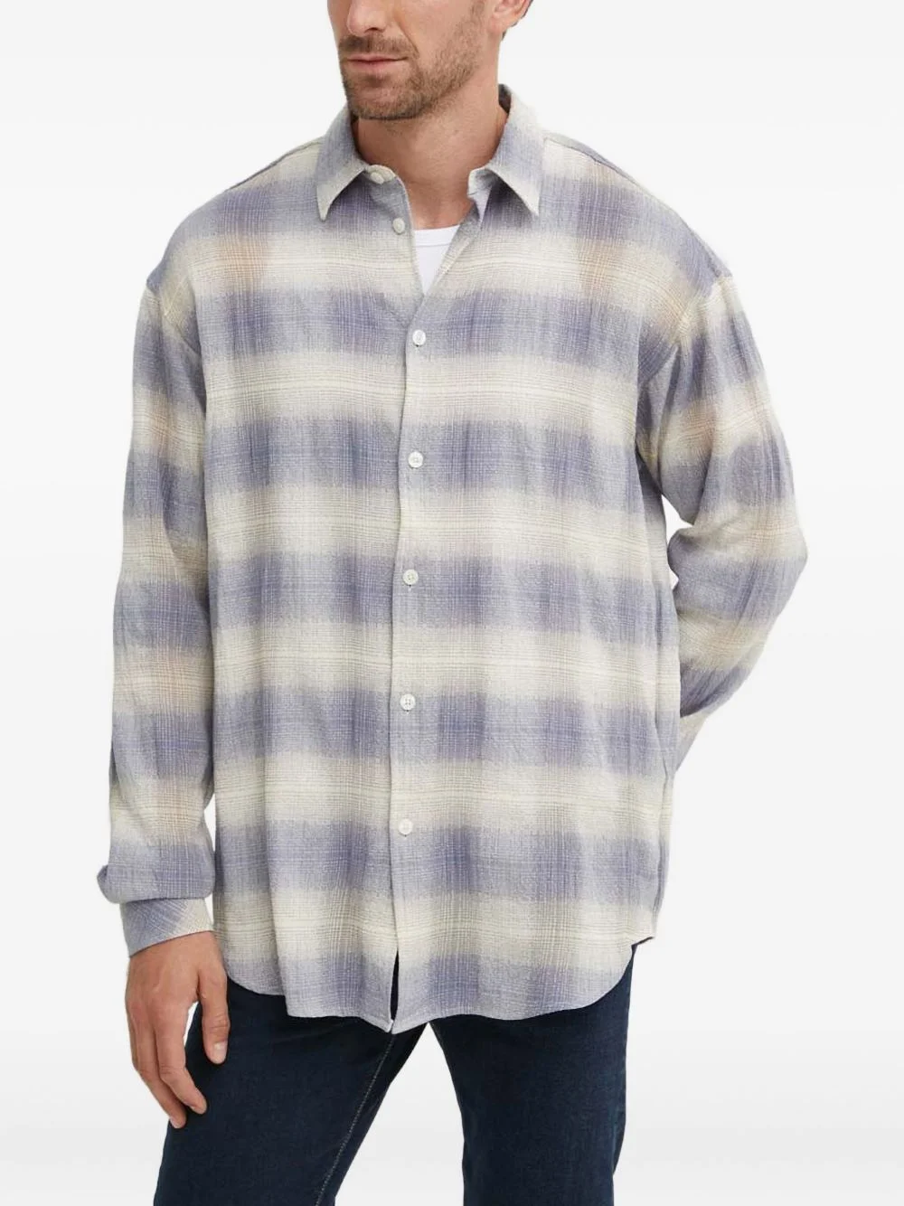 checked-pattern shirt - 1