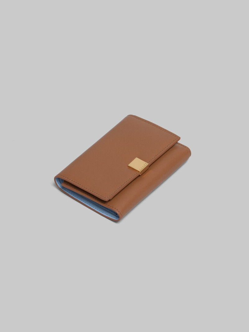 BROWN LEATHER TRIFOLD PRISMA WALLET 5