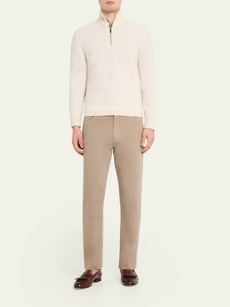 Ralph Lauren Men's Cashmere Birdseye Suede-Trim Quarter-Zip Sweater outlook