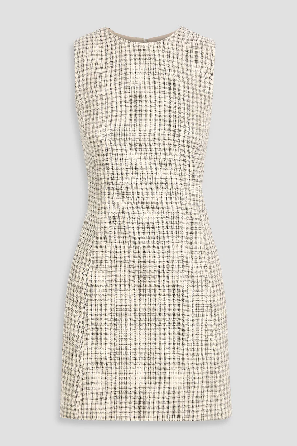 Checked linen-blend mini dress - 1