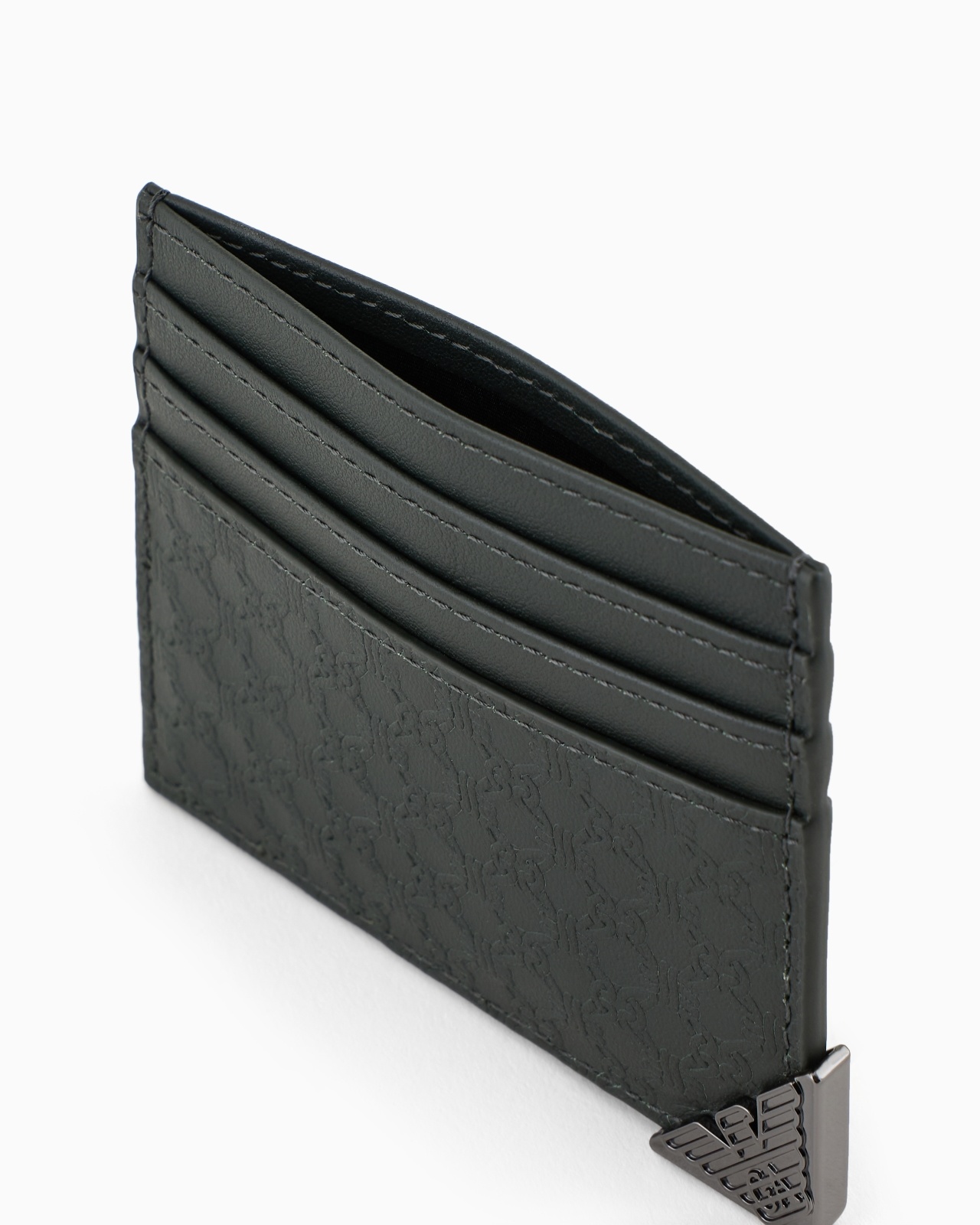 ALL-OVER EMBOSSED PATTERN LEATHER CARD HOLDER - 3
