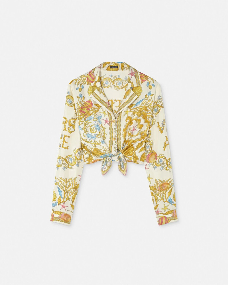 Underwater Barocco Knotted Crop Silk Shirt 1