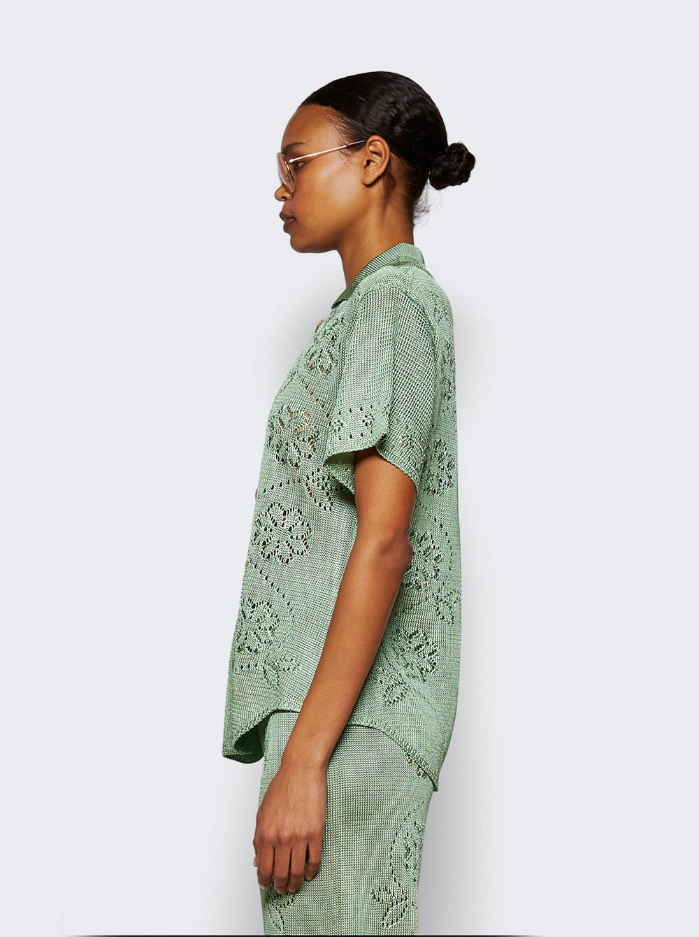 Vine Floral Short Sleeve Shirt Sage - 4