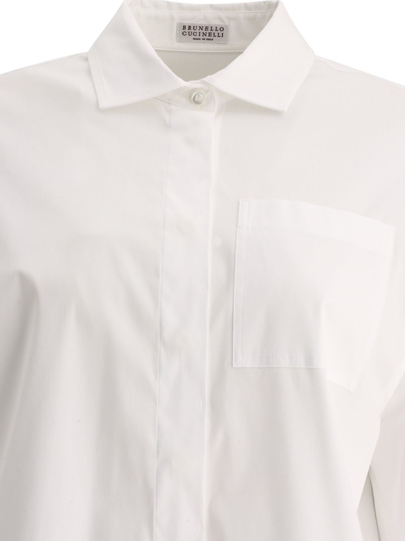 Poplin Shirt With Shiny Cuff Details Shirts White - 3