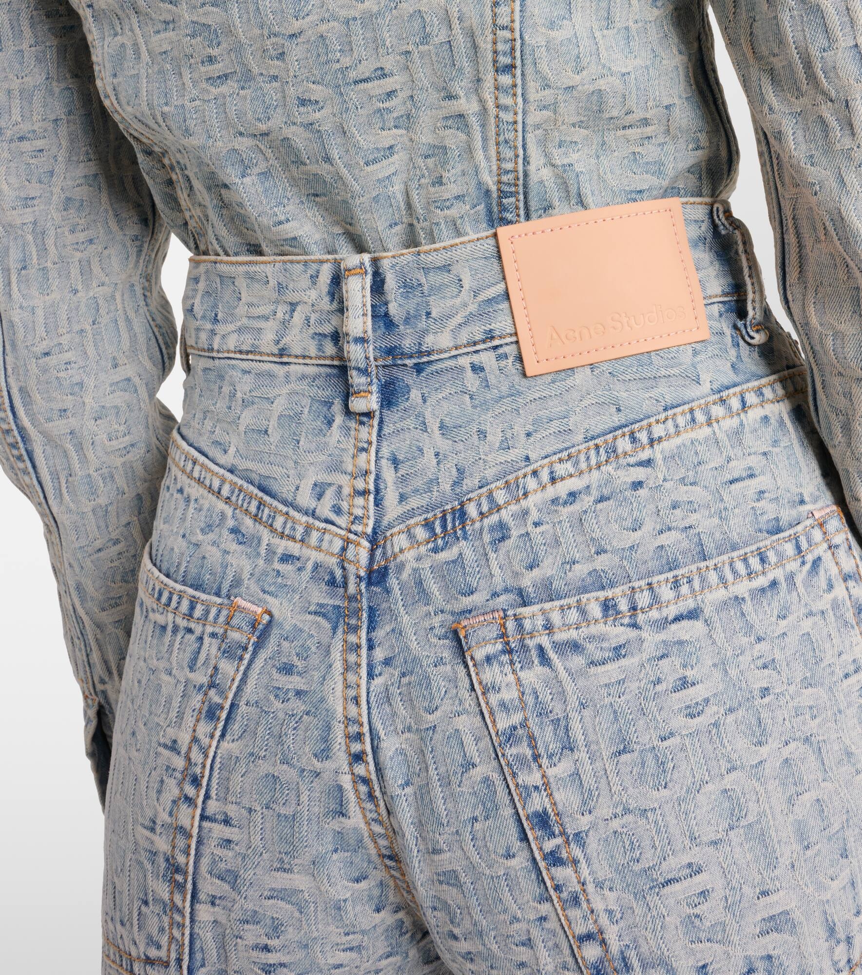 Monogram high-rise wide-leg jeans - 6